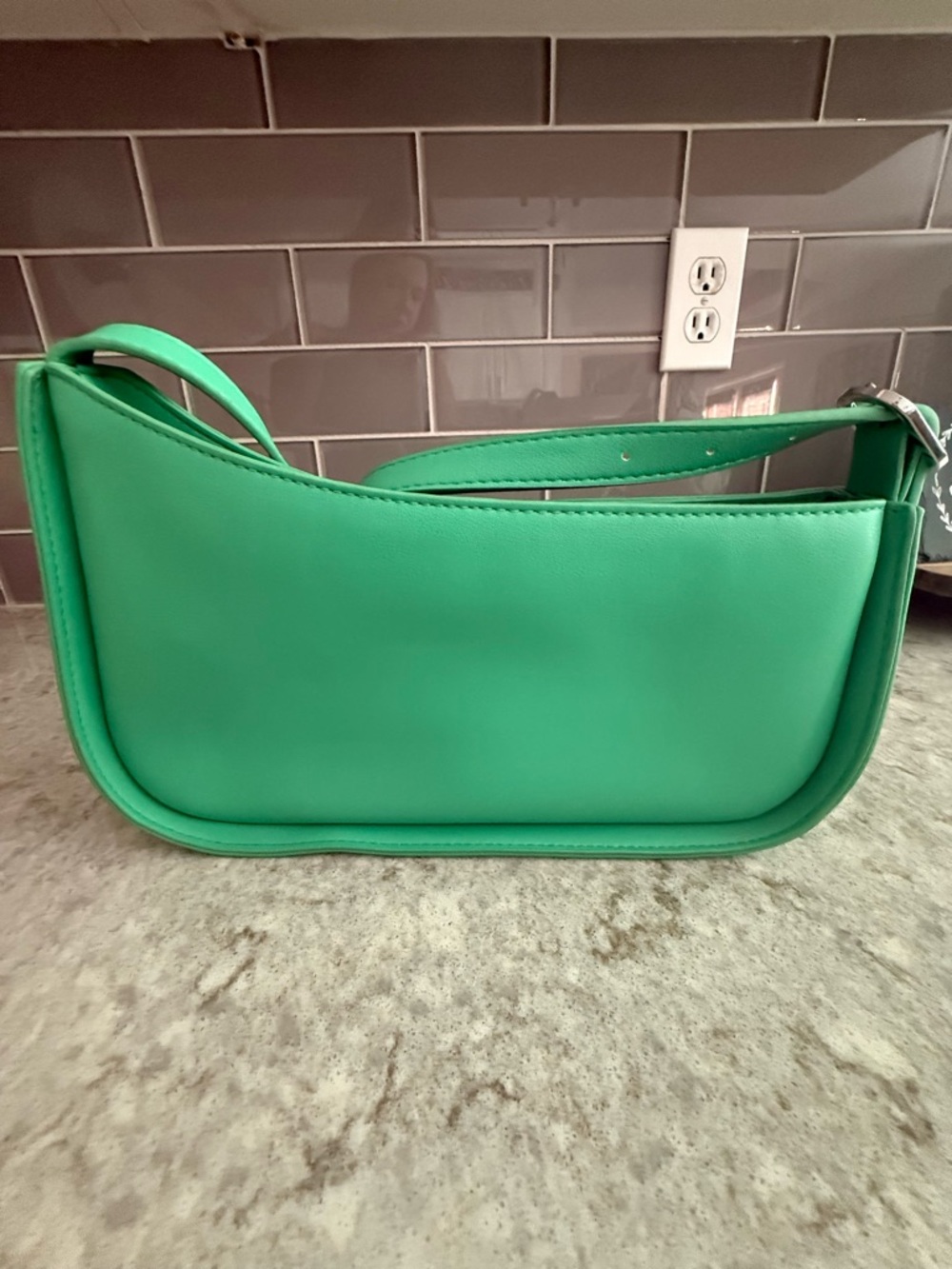 a new day Green Shoulder Bag with Curved Silhouette